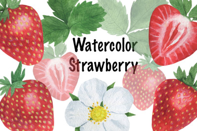 Strawberry watercolor.Strawberry pattern. Strawberry frame