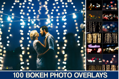 100 Bokeh lights Effect Photo Overlays Christmas Wedding