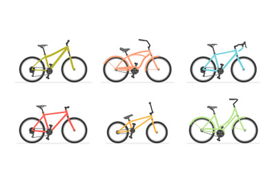 Set of different bicycles