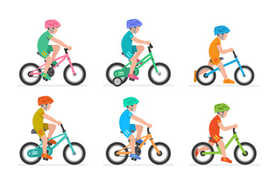 Set of Boys riding bike