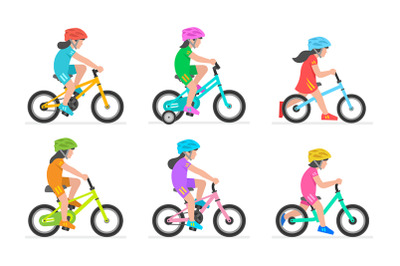 Set of Girls riding bike