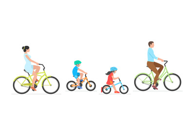 Family riding bicycle together