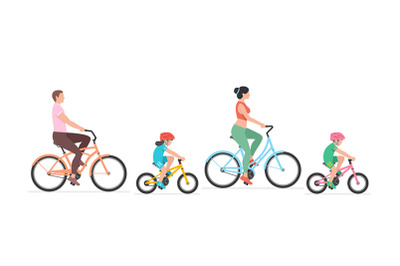 Family riding bicycle together