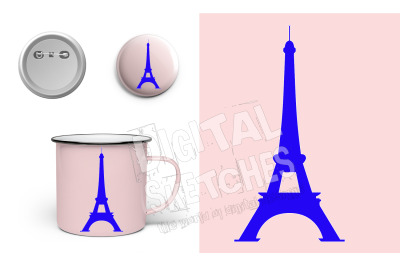 Paris SVG, Eiffel Tower Cut File, Vector Graphic, Cricut File DXF