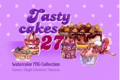 Tasty cakes violet Watercolor png