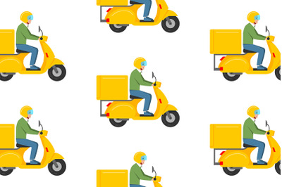 Pattern with Delivery man on scooter