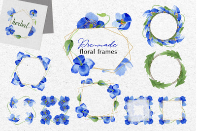 Ultramarine blue Poppies Watercolor png