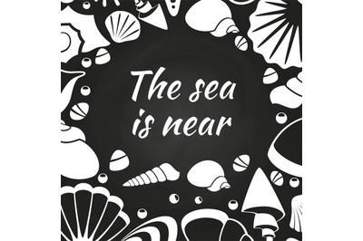 Seashells chalkboard poster design