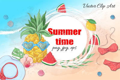 Summer time  vector clip art