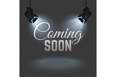 Coming soon concept with spotlights on stage vector