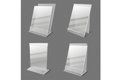 Realistic business information transparent plexiglass empty holders is