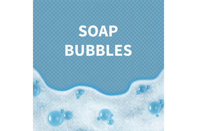 Realistic soap bubbles or shampoo foam isolated on transparent backgro