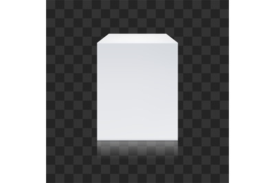 Realistic white cube isolated on transparent background