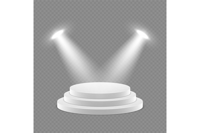 Vector 3d pedestal with spotlights isolated object