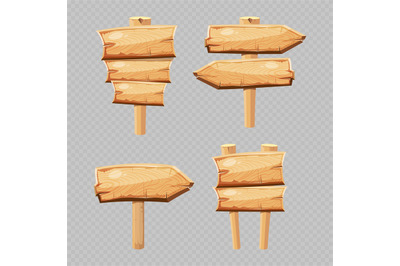 Vector cartoon wooden blanks isolated on transparent background