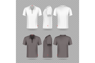 White black mens polo t-shirt set isolated on transparent background