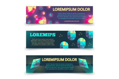 Colorful crystalls banner template set