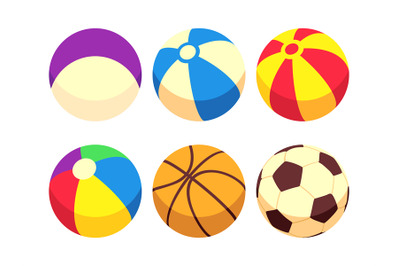 Sport and toy balls icons isolated on white