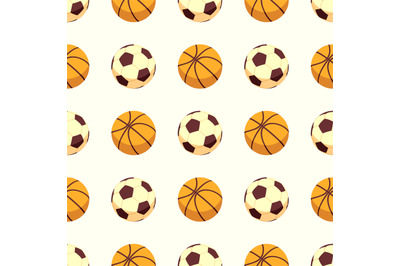 Sport seamless pattern - soccer or football and basketball