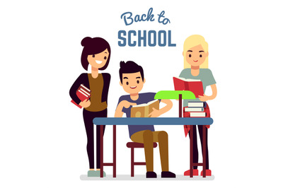Back to school concept with reading students