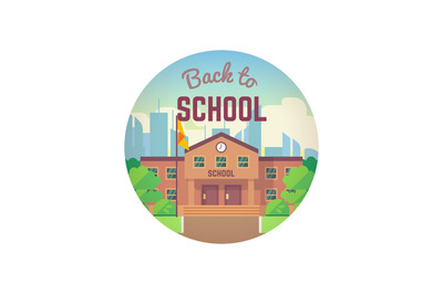 Back to school city landscape and school building