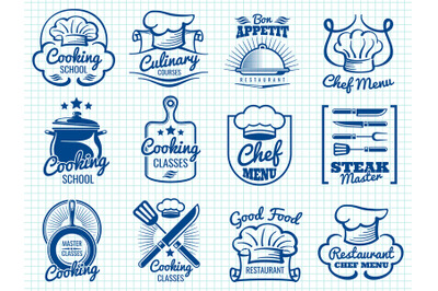 Chef retro labels collection - restaurant or cafe logos design