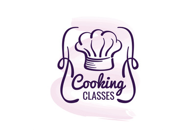 Cooking logo design with watercolor decor - restaurant emblem