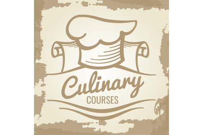 Culinary courses grunge emblem or logo design