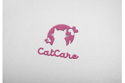 Cat care, pet shop, cat lover logo