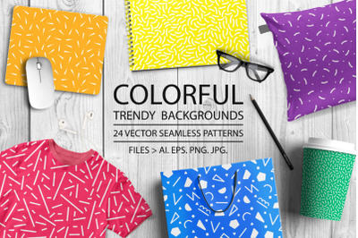 Colorful trendy seamless patterns