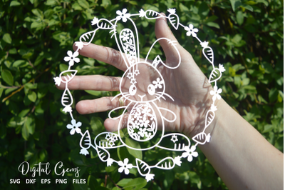 Rabbit paper cut design. SVG, DXF, PNG, EPS files