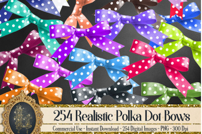 254 Realistic Polka Dot Bows Card Making Digital Images