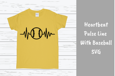 Heartbeat Pulse Line With Baseball SVG