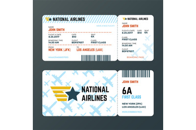 Airplane flight boarding pass ticket isolated vector template