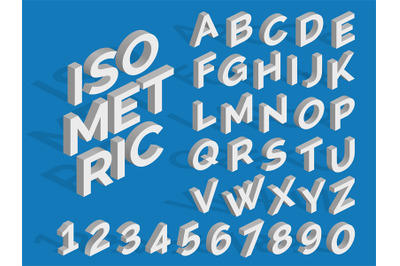 Vector isometric alphabet and numbers. Funky 3d font