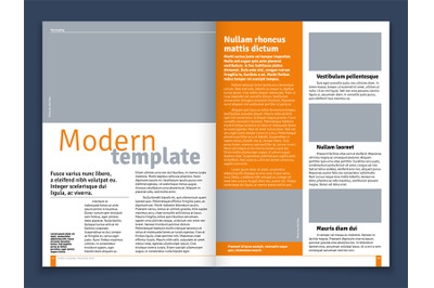 Modern magazine or newspaper vector layout with text modular construct