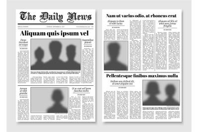 Paper tabloid newspaper vector layout. Editorial news template