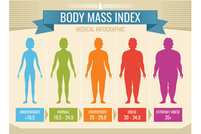 Woman body mass index vector medical infographic