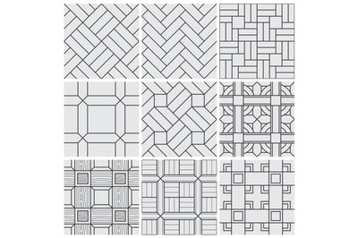 Floor material tiles vector seamless patterns