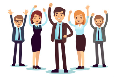 Happy office people. Successful business man and woman vector characte