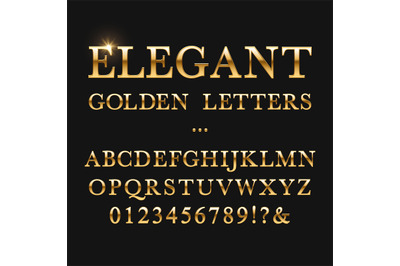 Elegant golden letters. Shiny gold vector alphabet