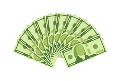 Dollar banknotes fan. Green currency cash notes. Investment vector con