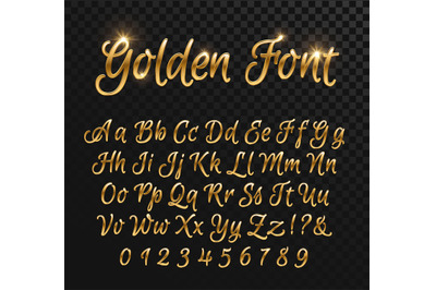 Calligraphic golden letters. Vintage elegant gold font. Luxury vector