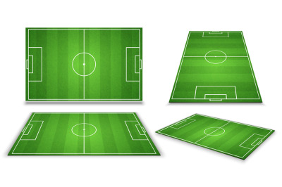 Soccer, european football field in different point of perspective view