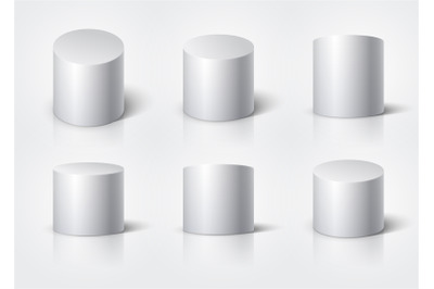 White realistic cylinder, empty stand round podium isolated. 3d geomet