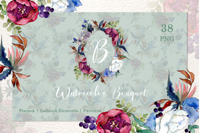 Bouquet flower biography watercolor png