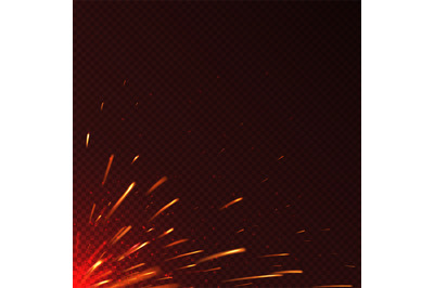 Glowing red fire sparks isolated vector background