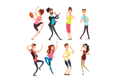 Cartoon scared people. Nervous and worried persons vector characters