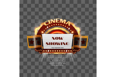 Vintage cinema sign isolated