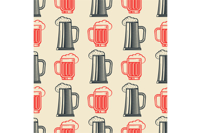 Vintage beer glasses semless pattern